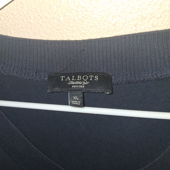 Talbots Dark Navy Zipped Cardigan Scoop Neck 3/4 Sleeve XL - Picture 4 of 6